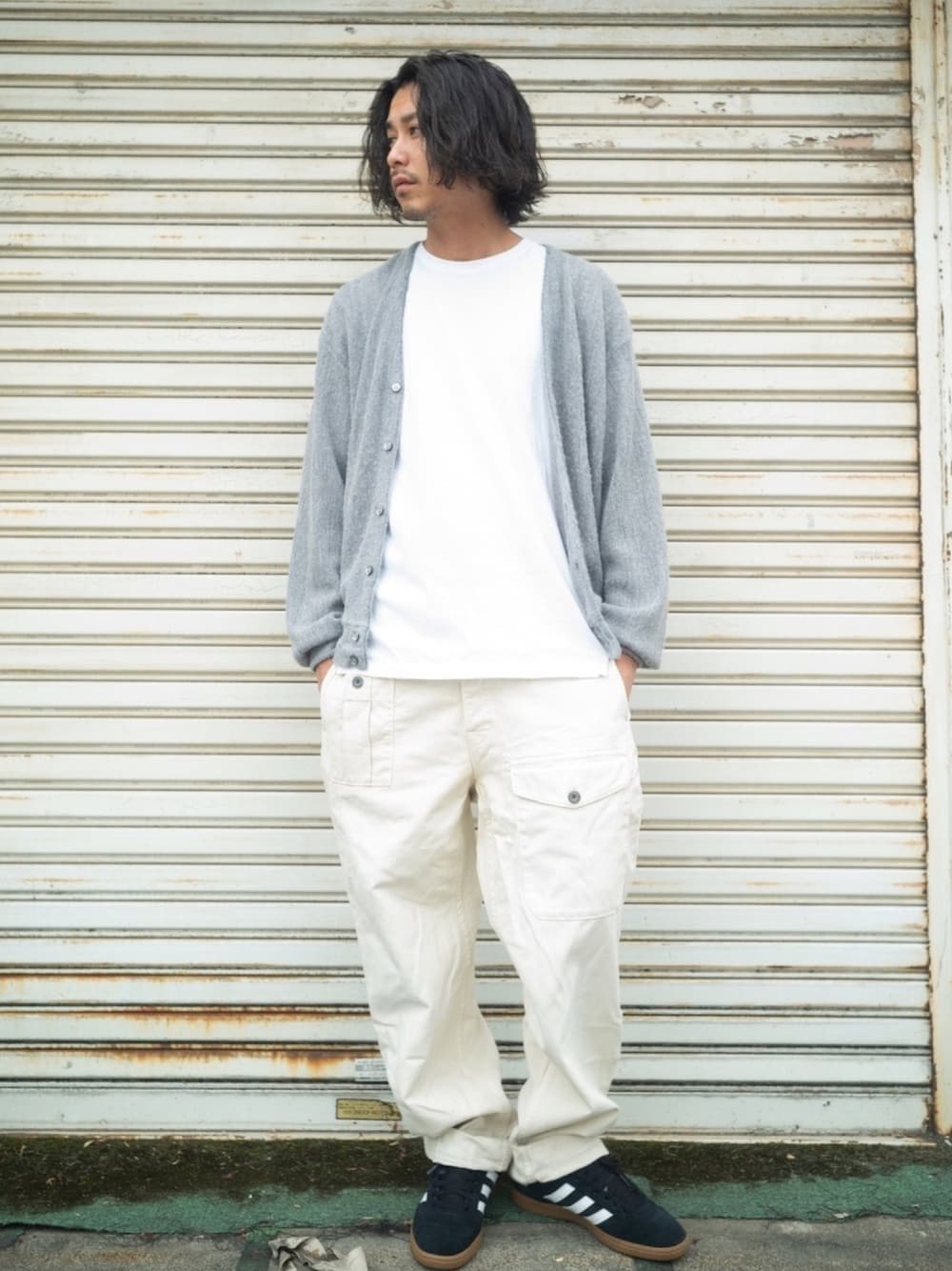 「カーディガン、カーディガンコーデ、カーディガン男子、LACOSTE、UNIQLO、UNIQLO+J、nigelcabourn、NIGEL CABOURN、adidas、春コーデ」｜「Instagramのアイテム（その他、その他）」を使った、takahiro kawashimaさん（メンズ・175cm）の春コーディネートの1枚目の写真