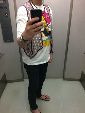 「Pledge（プレッジ）のアイテム（アクセサリー）」を使った、Tさん（メンズ・181cm）の春コーディネート