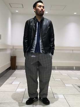 「JOURNAL STANDARD（ジャーナルスタンダード）のアイテム（ライダースジャケット）」を使った、yoshihikoさん（メンズ・173cm）の秋コーディネート