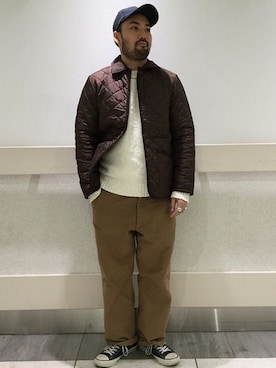 「クルーネックニット」｜「アイテム（その他アウター）」を使った、yoshihikoさん（メンズ・173cm）の秋コーディネート
