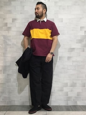 「ラガーシャツ」｜「アイテム（パンツ）」を使った、yoshihikoさん（メンズ・173cm）の春コーディネート