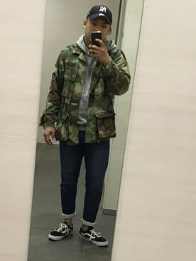 「アイテム（ミリタリージャケット）」を使った、SATORUさん（メンズ・168cm・20代）の春コーディネート