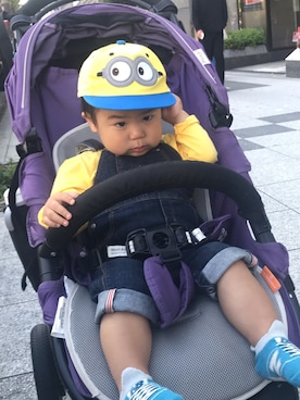 「PETIT BATEAU（プチバトー）のアイテム（オールインワン・サロペット）」を使った、ほっぺくんさん（キッズ・80cm）の秋コーディネート