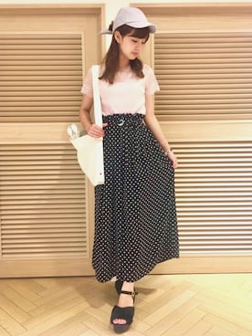 「Heather（ヘザー）のアイテム（キャップ）」を使った、Mikuさん（レディース・161cm）の夏コーディネート