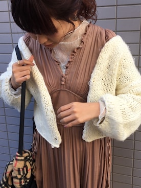 「Heather（ヘザー）のドットチュールインナー長袖   774856（Tシャツ/カットソー）」を使った、Mikuさん（レディース・161cm）の冬コーディネート