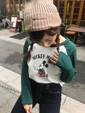 「Heather（ヘザー）のアイテム（帽子）」を使った、Mikuさん（レディース・161cm）の秋コーディネート