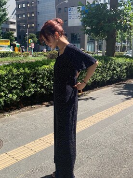 「Heather（ヘザー）のアイテム（サロペット/オーバーオール）」を使った、Mikuさん（レディース・161cm）の夏コーディネート