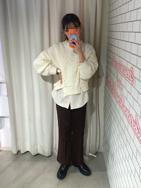 「Heather（ヘザー）のアイテム（スラックス）」を使った、Mikuさん（レディース・162cm）の冬コーディネート