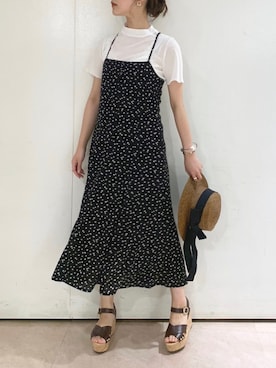 「Heather（ヘザー）のアイテム（帽子）」を使った、Mikuさん（レディース・162cm）の夏コーディネート