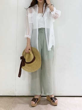 「Heather（ヘザー）のアイテム（帽子）」を使った、Mikuさん（レディース・162cm）の夏コーディネート