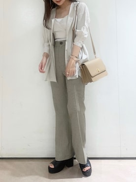 「Heather（ヘザー）のアイテム（スラックス）」を使った、Mikuさん（レディース・162cm）の夏コーディネート