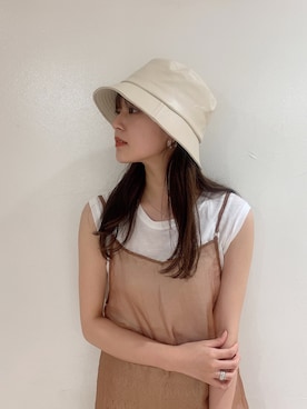 「Heather（ヘザー）のアイテム（帽子）」を使った、Mikuさん（レディース・162cm）の夏コーディネート