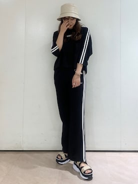 「Heather（ヘザー）のアイテム（帽子）」を使った、Mikuさん（レディース・162cm）の夏コーディネート