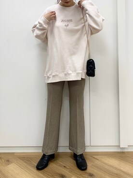 「へザー」｜「アイテム（スラックス）」を使った、Mikuさん（レディース・162cm）の秋コーディネート