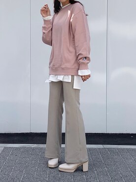 「へザー」｜「アイテム（スラックス）」を使った、Mikuさん（レディース・162cm）の秋コーディネート