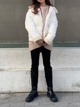 「Heather（ヘザー）のアイテム（ブルゾン）」を使った、Mikuさん（レディース・162cm）の冬コーディネート