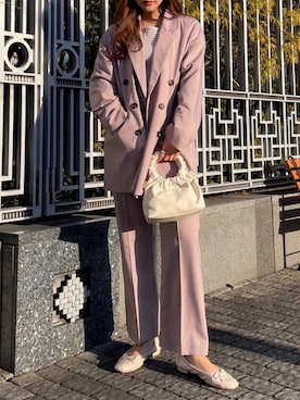 「Heather（ヘザー）のアイテム（スラックス）」を使った、Mikuさん（レディース・162cm）の冬コーディネート