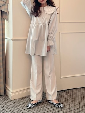 「Heather（ヘザー）のアイテム（スラックス）」を使った、Mikuさん（レディース・162cm）の冬コーディネート