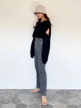 「Heather（ヘザー）のアイテム（帽子）」を使った、Mikuさん（レディース・162cm）の春コーディネート