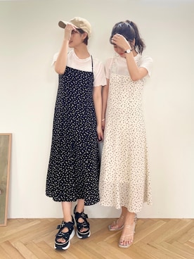 「Heather（ヘザー）のアイテム（帽子）」を使った、Mikuさん（レディース・162cm）の春コーディネート