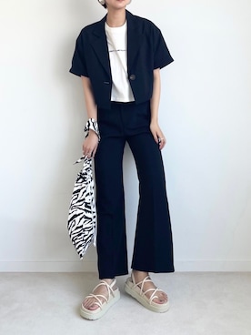 「Heather（ヘザー）のアソートクロップドＴシャツ　948601（Tシャツ/カットソー）」を使った、Mikuさん（レディース・162cm）の春コーディネート