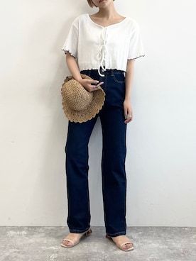 「Heather（ヘザー）のアイテム（帽子）」を使った、Mikuさん（レディース・162cm）の春コーディネート