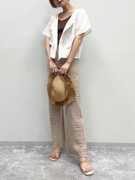 「Heather（ヘザー）のアイテム（ハット）」を使った、Mikuさん（レディース・162cm）の春コーディネート