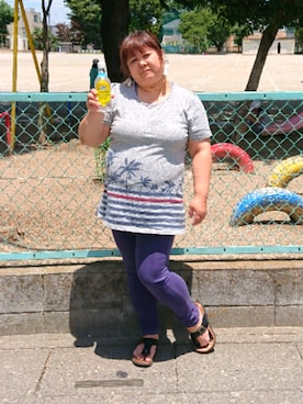 「BACK NUMBER（バックナンバー）のアイテム（ビーチサンダル）」を使った、かおりんさん（レディース・156cm）の夏コーディネート