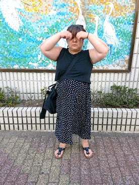 「BACK NUMBER（バックナンバー）のアイテム（ビーチサンダル）」を使った、かおりんさん（レディース・156cm）の夏コーディネート