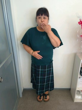 「BACK NUMBER（バックナンバー）のアイテム（ビーチサンダル）」を使った、かおりんさん（レディース・156cm）の夏コーディネート
