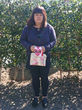 「アイテム（ポーチ）」を使った、かおりんさん（レディース・156cm）の秋コーディネート