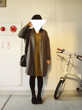 「FIL DE FER（フィルデフェール）のアイテム（ワンピース/ドレス）」を使った、まるまるさん（レディース・155cm）の冬コーディネート