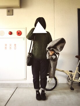 「Scye（サイ）のアイテム（パンツ）」を使った、まるまるさん（レディース・155cm）の冬コーディネート
