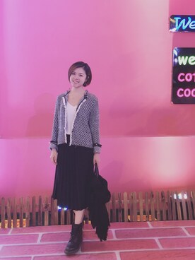 「MANGO（マンゴ）のアイテム（ブルゾン）」を使った、Jannie Wongさん（レディース・158cm）の冬コーディネート