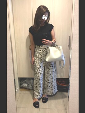 「ZARA（ザラ）のアイテム（パンツ、ホワイト系）」を使った、Kuroyさん（レディース・157cm）の夏コーディネート