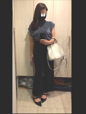 「ZARA（ザラ）のアイテム（トップス、ブルー系）」を使った、Kuroyさん（レディース・157cm）の夏コーディネート
