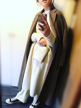 「大晦日」｜「アイテム（チェスターコート）」を使った、ｐａｎさん（レディース・172cm）の冬コーディネート