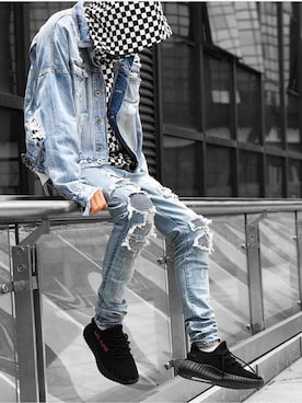 「Bape」｜「アイテム（デニムジャケット）」を使った、urkoolstreetwearさん（メンズ・178cm）の夏コーディネート