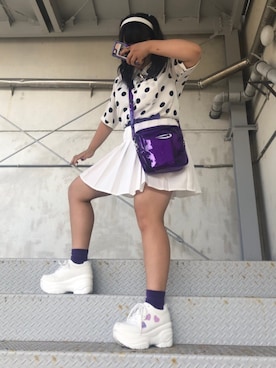 「WC（ダブル シー）のアイテム（シューズ）」を使った、paporinさん（レディース・150cm）の夏コーディネート