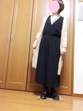 「ドクターマーチン3ホール」｜「アイテム（オールインワン・サロペット）」を使った、すずめさん（レディース・160cm）の秋コーディネート