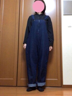 「rps（アールピーエス）のアイテム（オールインワン・サロペット）」を使った、すずめさん（レディース・160cm）の冬コーディネート