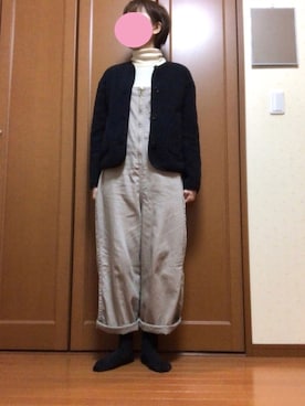 「Samansa Mos2 blue（サマンサモスモスブルー）のアイテム（サロペット/オーバーオール）」を使った、すずめさん（レディース・160cm）の冬コーディネート