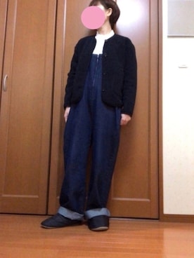 「rps（アールピーエス）のアイテム（オールインワン・サロペット）」を使った、すずめさん（レディース・160cm）の冬コーディネート