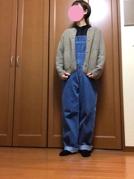 「L.L.Bean（エルエルビーン）のアイテム（サロペット/オーバーオール）」を使った、すずめさん（レディース・160cm）の冬コーディネート
