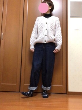 「コクーンシルエットジーンズ」｜すずめさん（レディース・160cm）の冬コーディネート