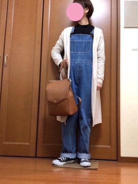 「L.L.Bean（エルエルビーン）のアイテム（サロペット/オーバーオール）」を使った、すずめさん（レディース・160cm）の春コーディネート