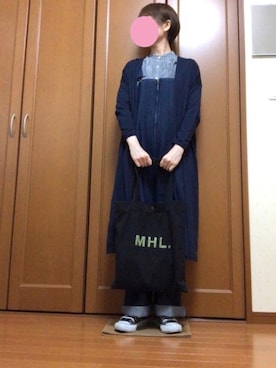 「ロングカーディガン」｜「アイテム（オールインワン・サロペット）」を使った、すずめさん（レディース・160cm）の春コーディネート