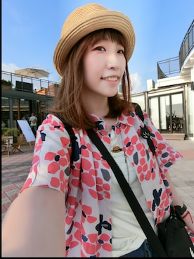 「poudoudou（プードゥドゥ）のアイテム」を使った、ドドちゃんさん（レディース・148cm）の夏コーディネート