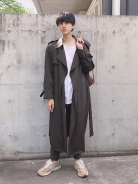「アイテム（トレンチコート）」を使った、Yumaさん（メンズ・183cm）の夏コーディネート