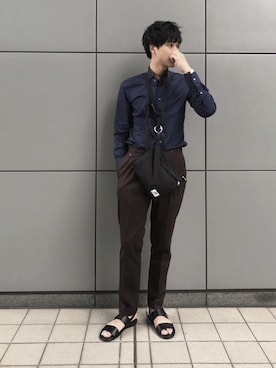 「DOUCAＬ'Ｓ（ドゥーカルス）のアイテム（サンダル）」を使った、Yumaさん（メンズ・183cm）の夏コーディネート